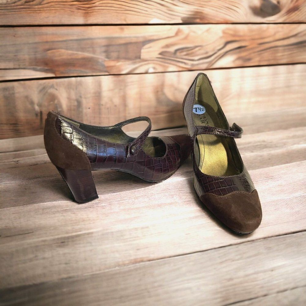Franco Sarto Darius Closed toe Faux croc brown shoes 7.5 - Picture 5 of 8